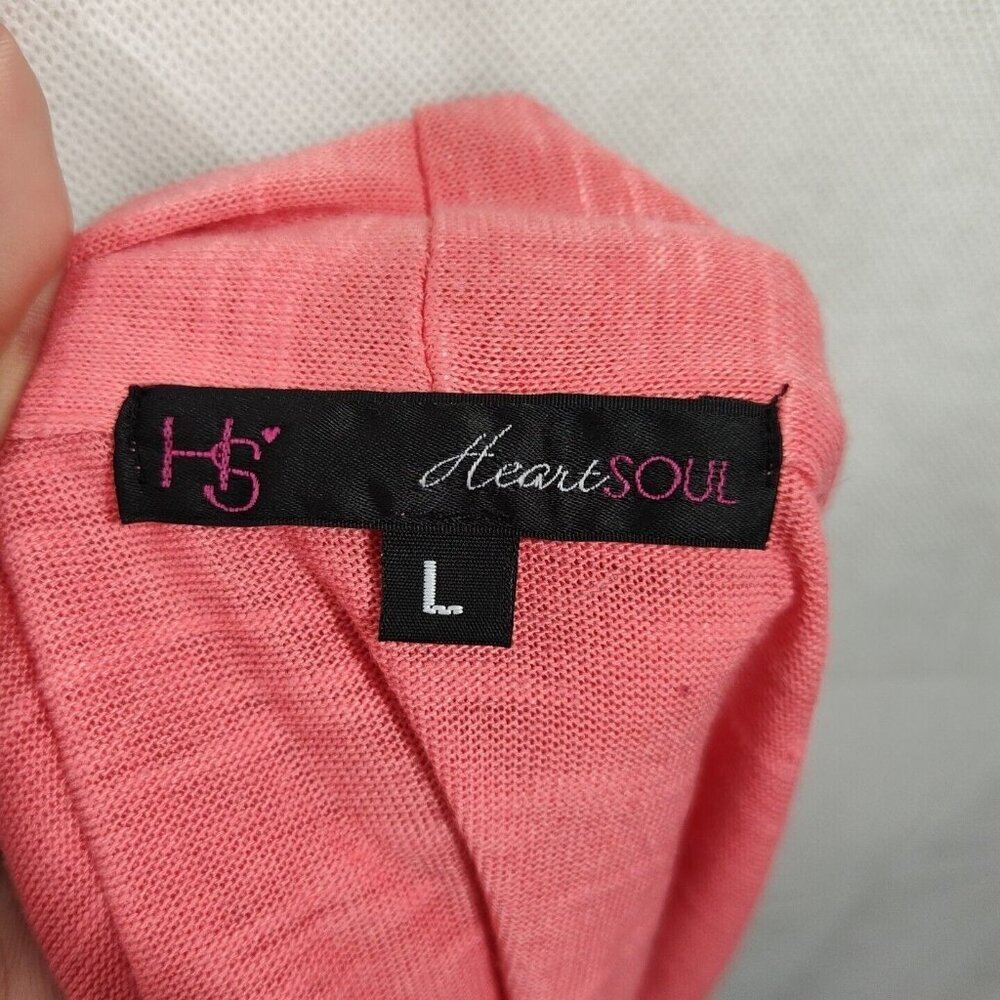 Heart Soul Orange Coral Black Top Women Size L Faux Twin Set Studded Y2K Casual - Picture 6 of 8